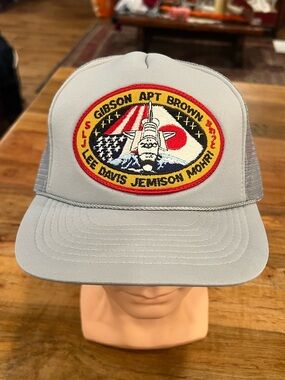 1992 Mission hat Gray Trucker Hat with Embroidered Space Mission Patch